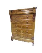 A Victorian mahogany six drawer Scotch chest,