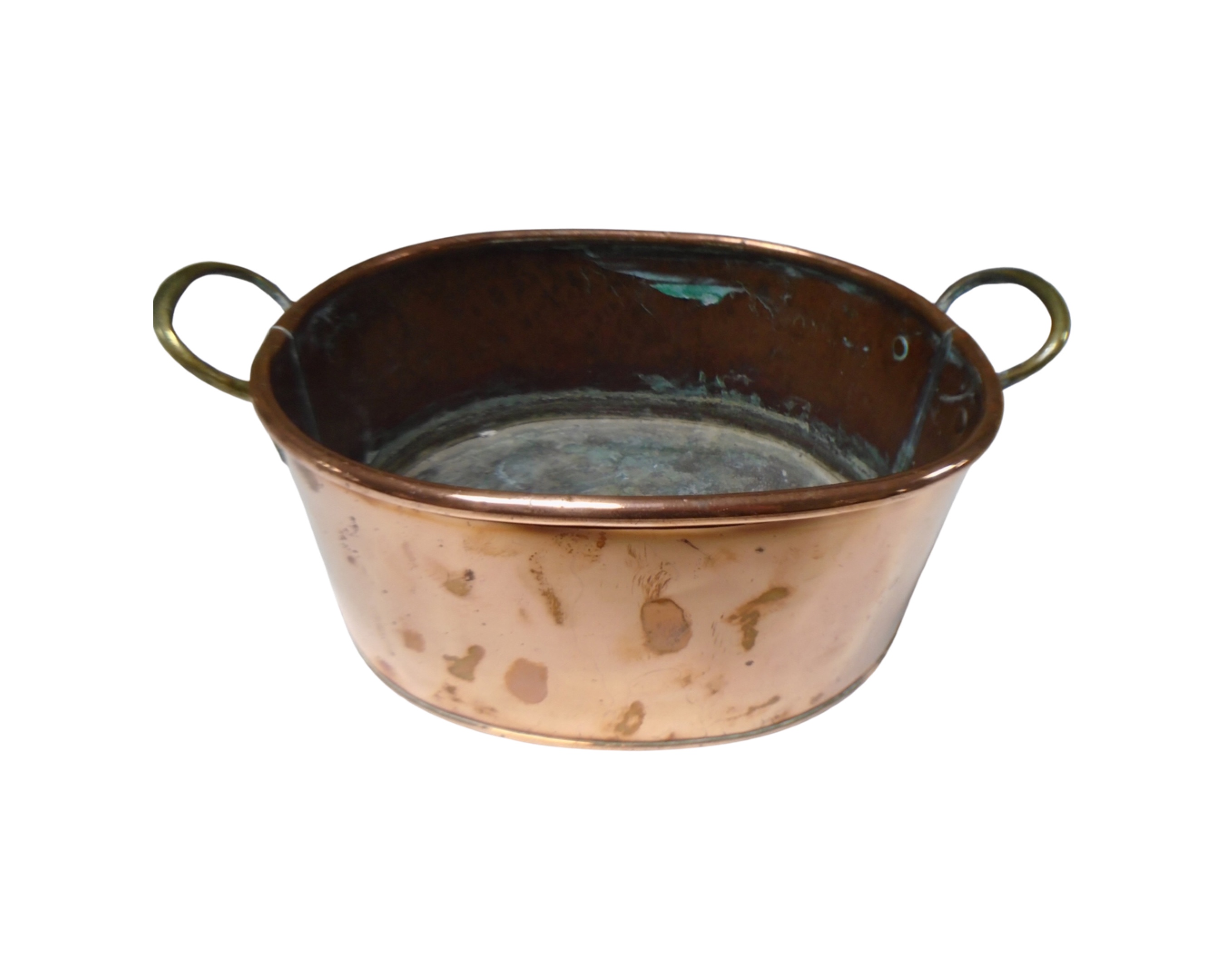 A Victorian copper twin handled pan.