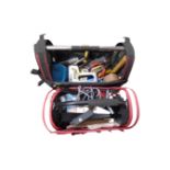 A Stanley tool bag together with one other containing a quantity of hand tools,