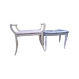A 20th century painted dressing table stool together with a further stool