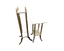 A gilt wood and marble two tier occasional table together with similar plant stand