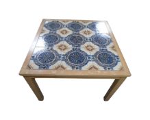 A 20th century Scandinavian square tiled coffee table, width 67.