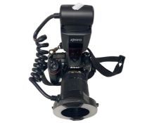 A Nikon D7100 camera with Nikkor AF-S 18-105mm zoom lens and Kenro ring flash.
