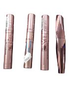 Three Maybelline mascaras together with a Rimmel London mascara.