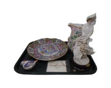 A tray containing a Royal Crown Derby bird, Chinese style plate,