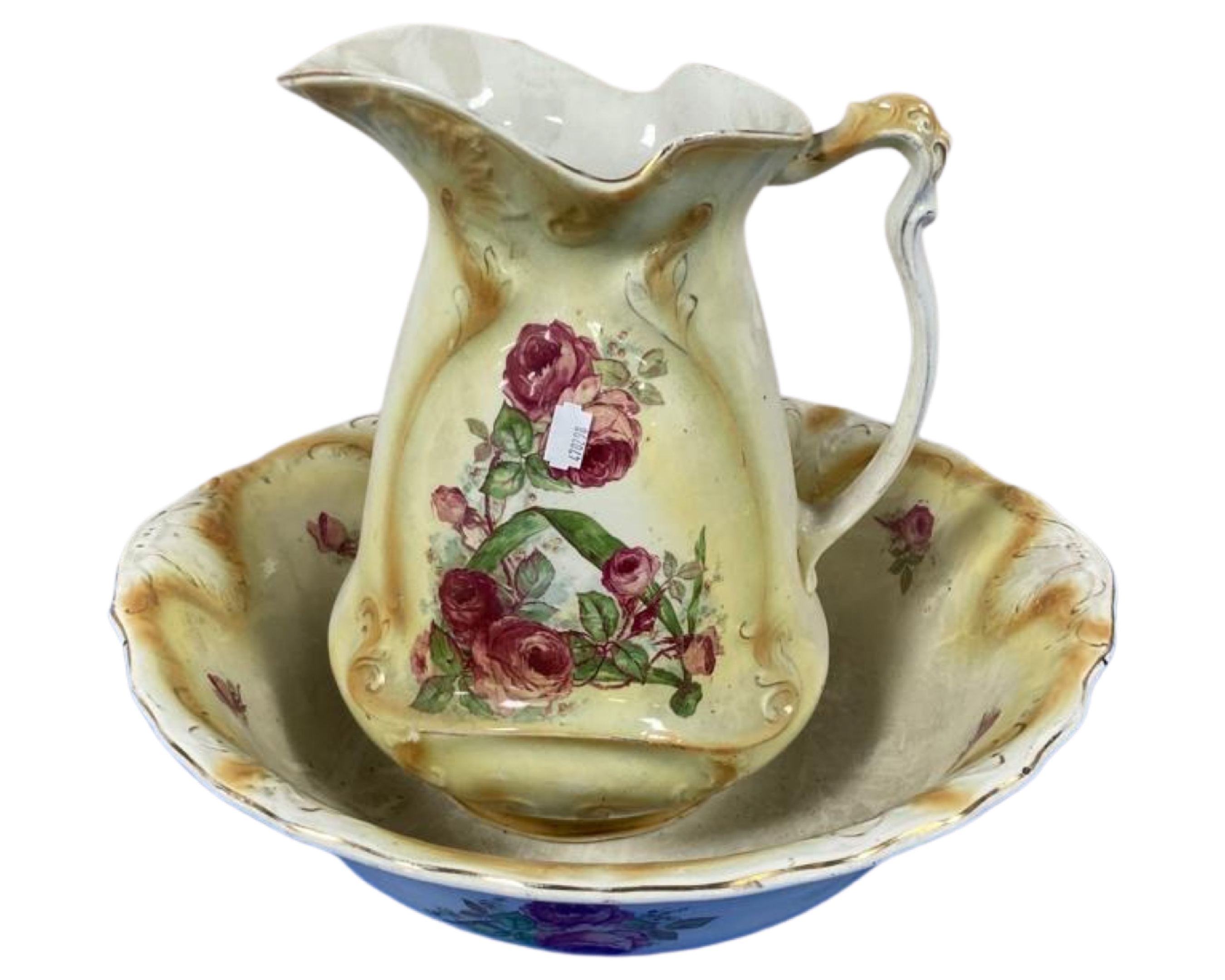 An Edwardian wash jug and basin.