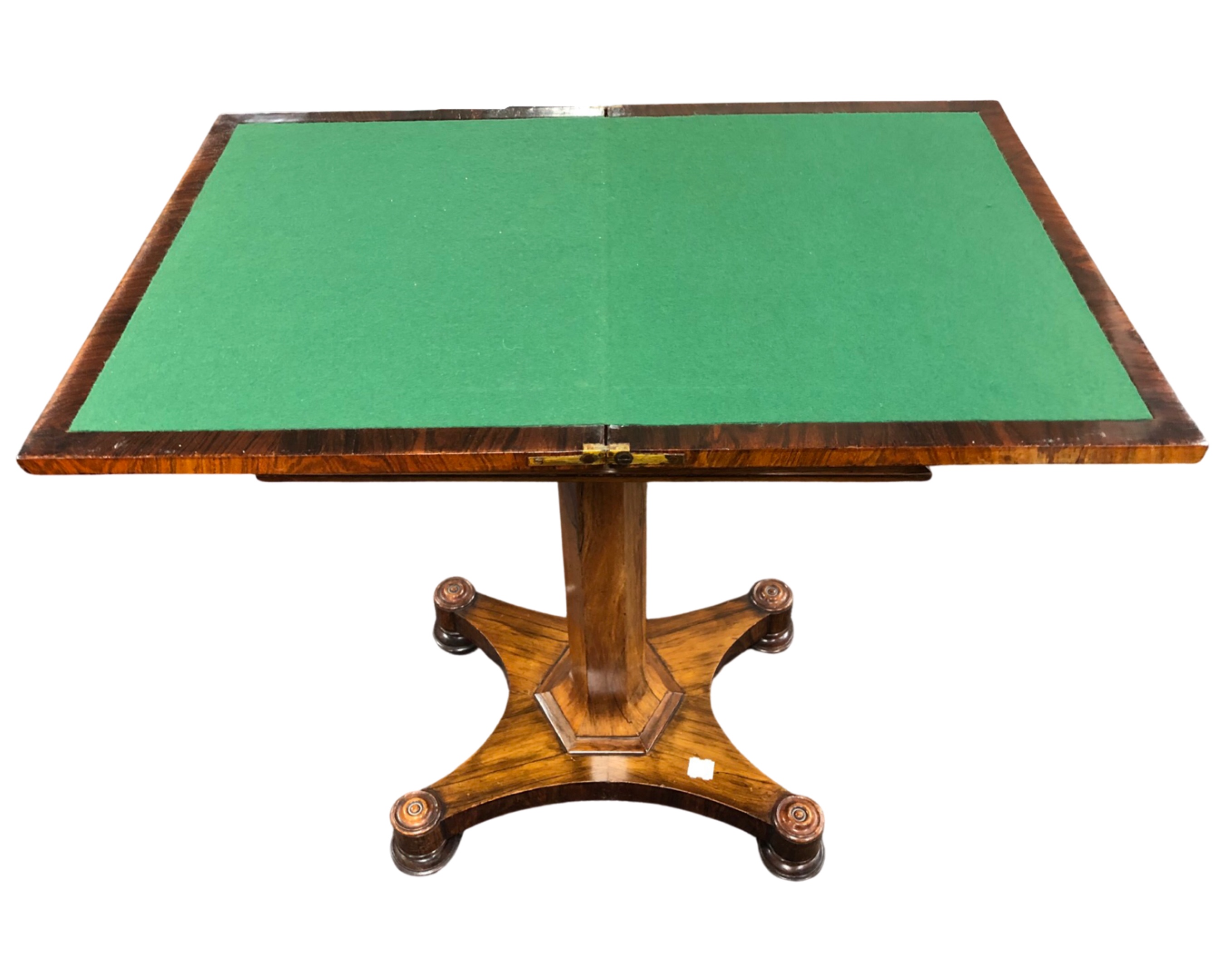 A William IV rosewood turnover top card table on quatrofoil base. - Image 2 of 2