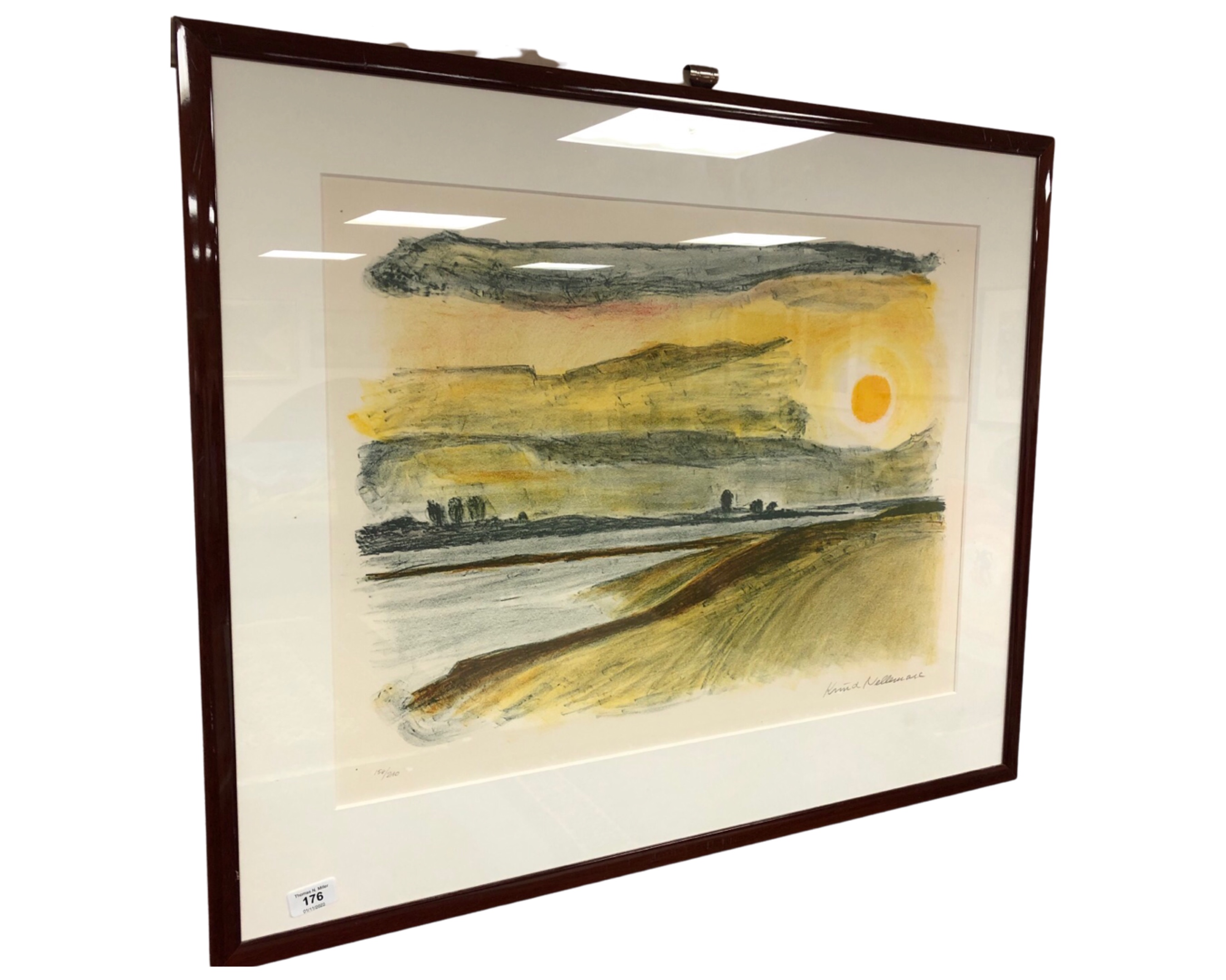 Continental School : Limited edition colour print depicting sunset, 67cm by 50cm.