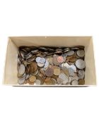A box containing a large quantity of British and world coins.