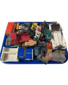 A tray of die cast model vehicles including play worn cars, Dinky examples etc.