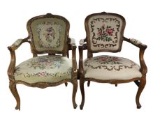 Two continental beech salon chairs