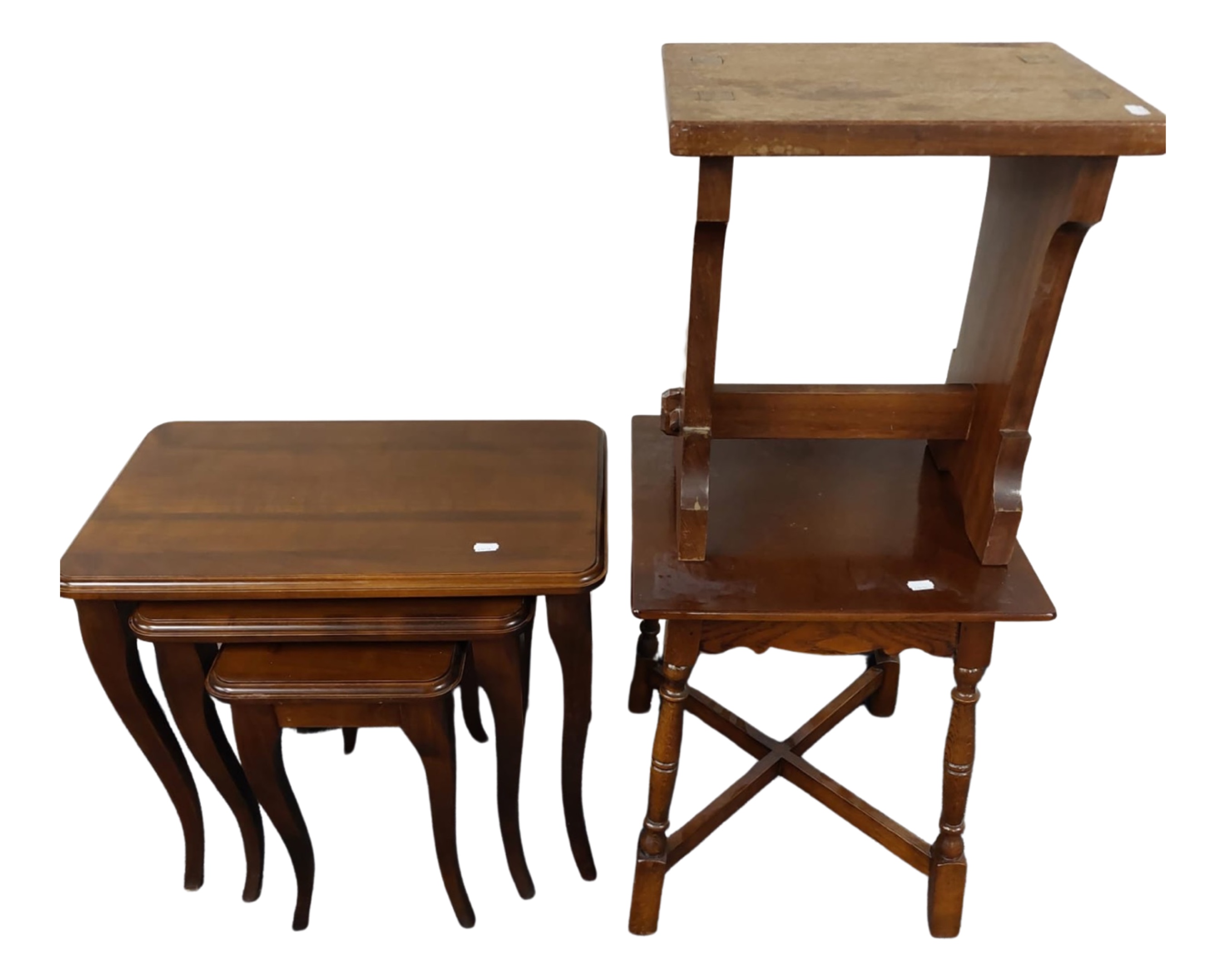 A mahogany nest of tables,