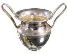 A Sterling silver twin handled miniature cup, 56.4g, height 7.5 cm.