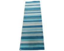 A contemporary striped runner, 69cm by 201cm.