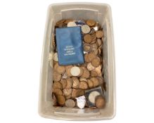 A large tub containing a very large quantity of antique and later copper coins, pennies,