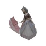 A Lladro figure of a lady with a parasol.