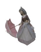 A Lladro figure of a lady with a parasol.