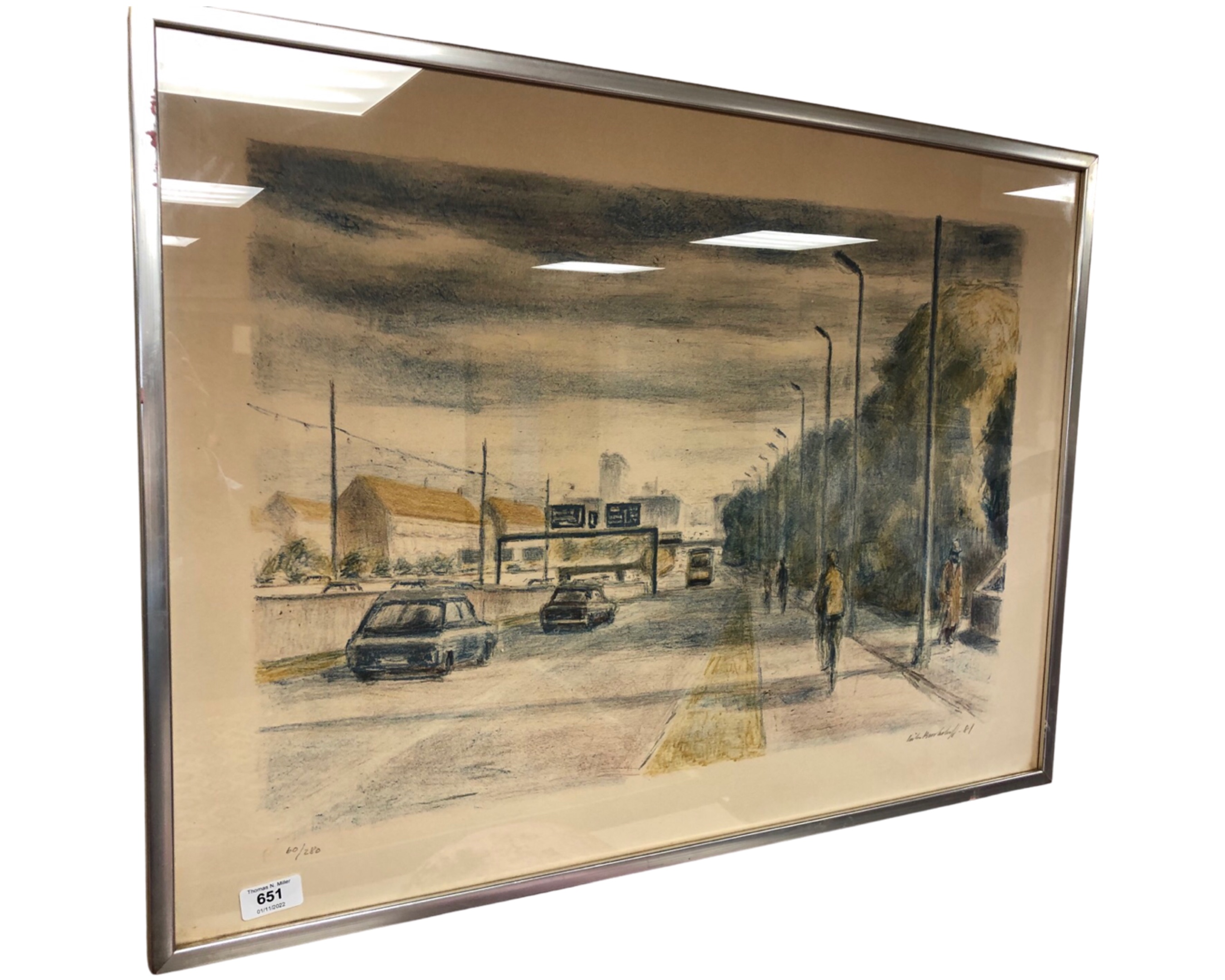 Continental School : A city road, limited edition colour print, 75cm by 56cm.