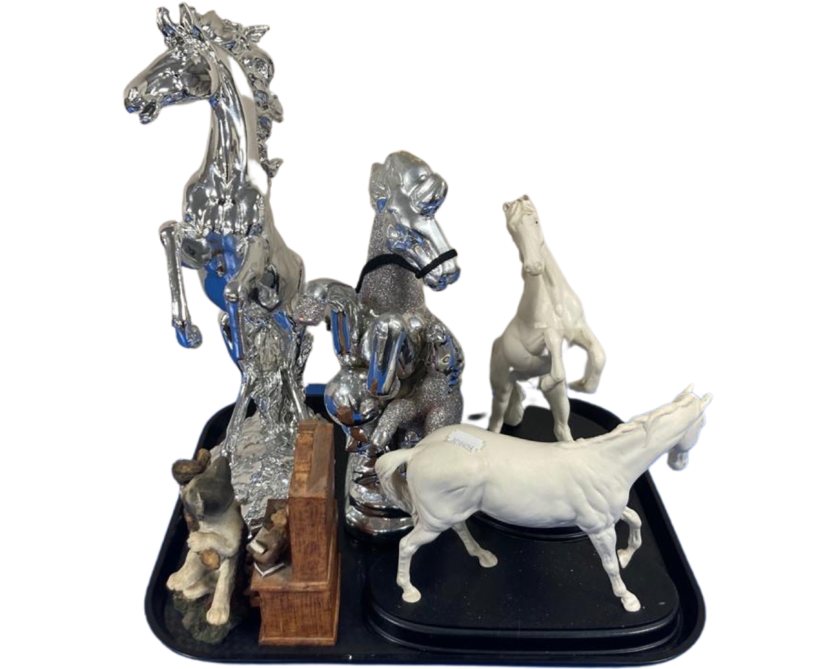 Two Royal Doulton horse figures on plinths, Spirit of Youth and Spirit of the Wild,