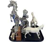 Two Royal Doulton horse figures on plinths, Spirit of Youth and Spirit of the Wild,