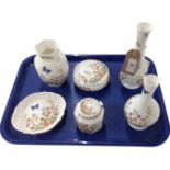 Six pieces of Aynsley "Cottage Garden" pattern cabinet china, being three vases (various),