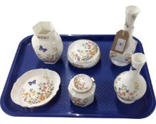 Six pieces of Aynsley "Cottage Garden" pattern cabinet china, being three vases (various),