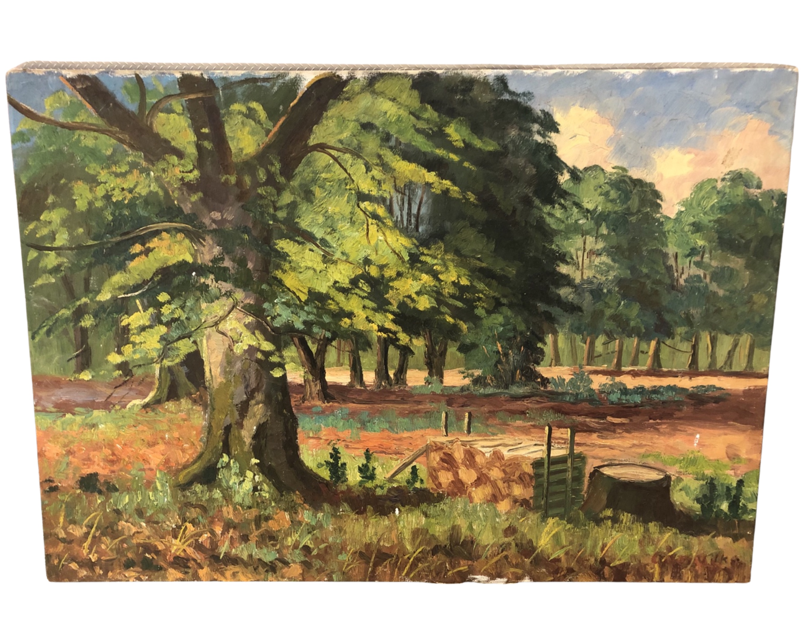 Continental School : Woodlands, oil on canvas, 96cm by 67cm.