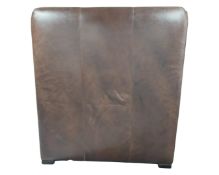 A brown leather headboard (width 165cm), together with cream suede headboard (width 153cm).