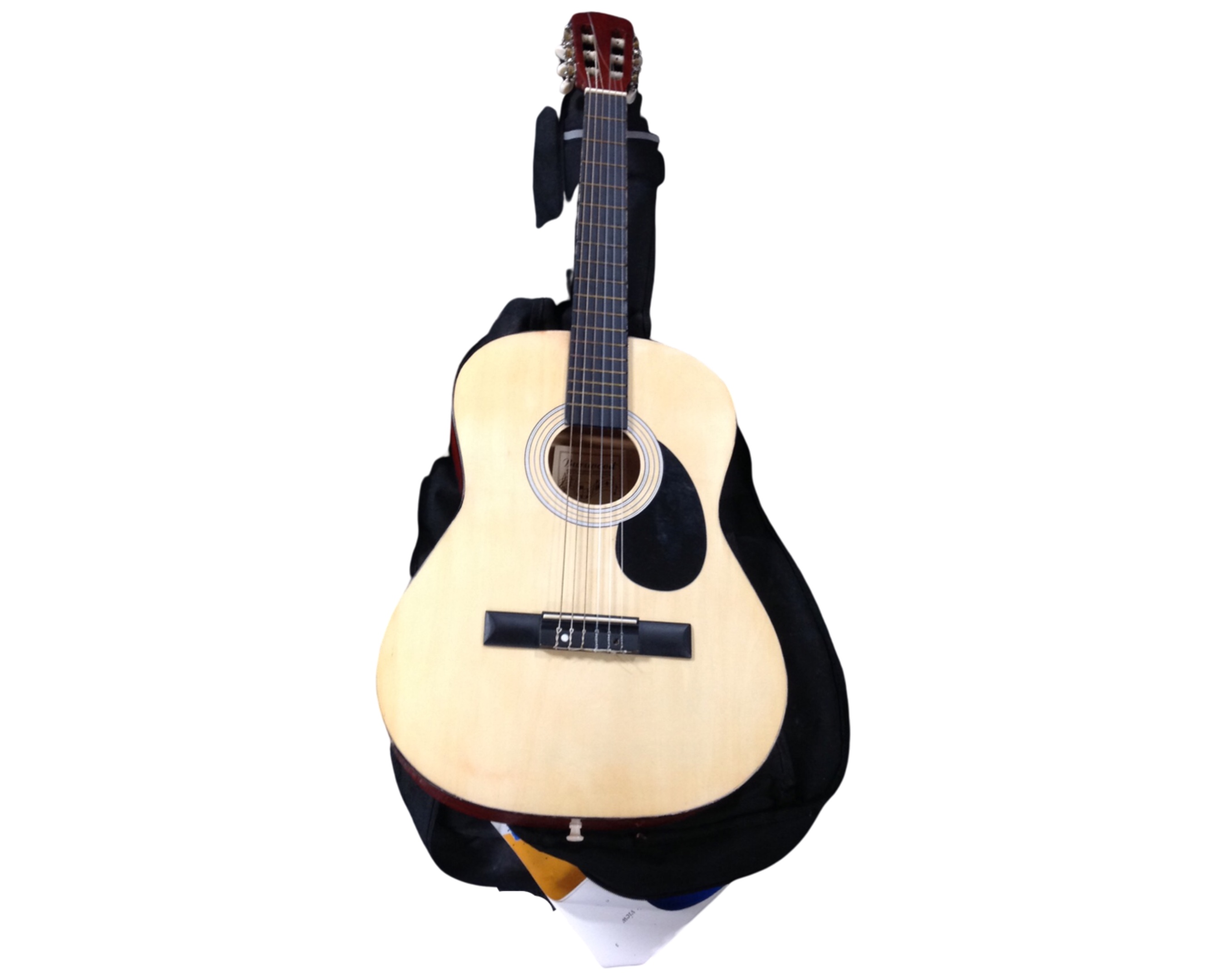 A Burwood acoustic guitar, model JC-36F, in soft carry case, together with a banjo ukulele, - Image 2 of 2