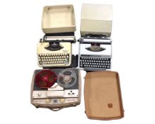 Two vintage typewriters, Olympia and Silver Reed, together with a Fidelity reel to reel player.