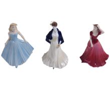 Three Coalport figures, The Winter's Ball, Heart to Heart and Poppy Ball.