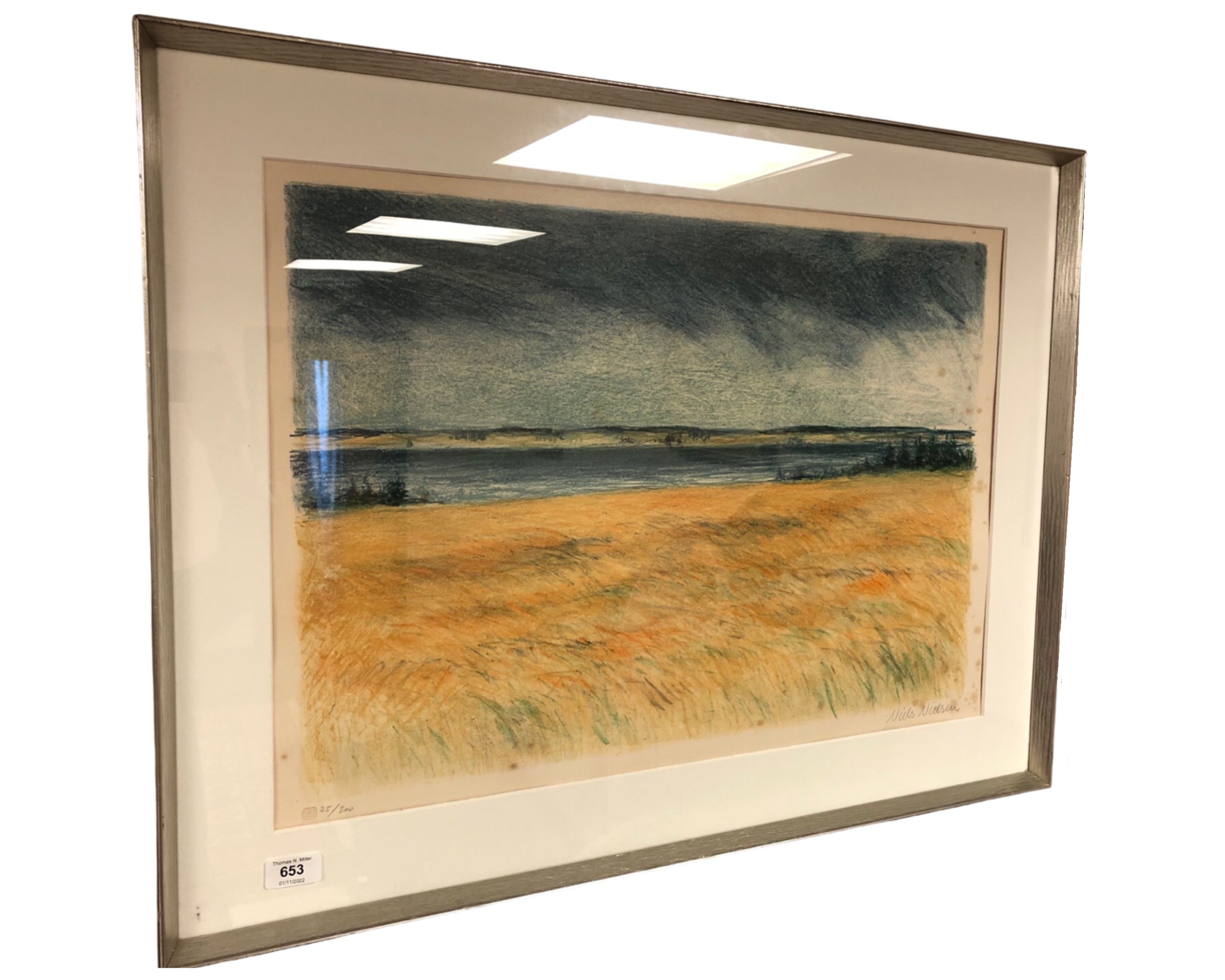 A limited edition continental print depicting farmland, 66cm by 47cm.