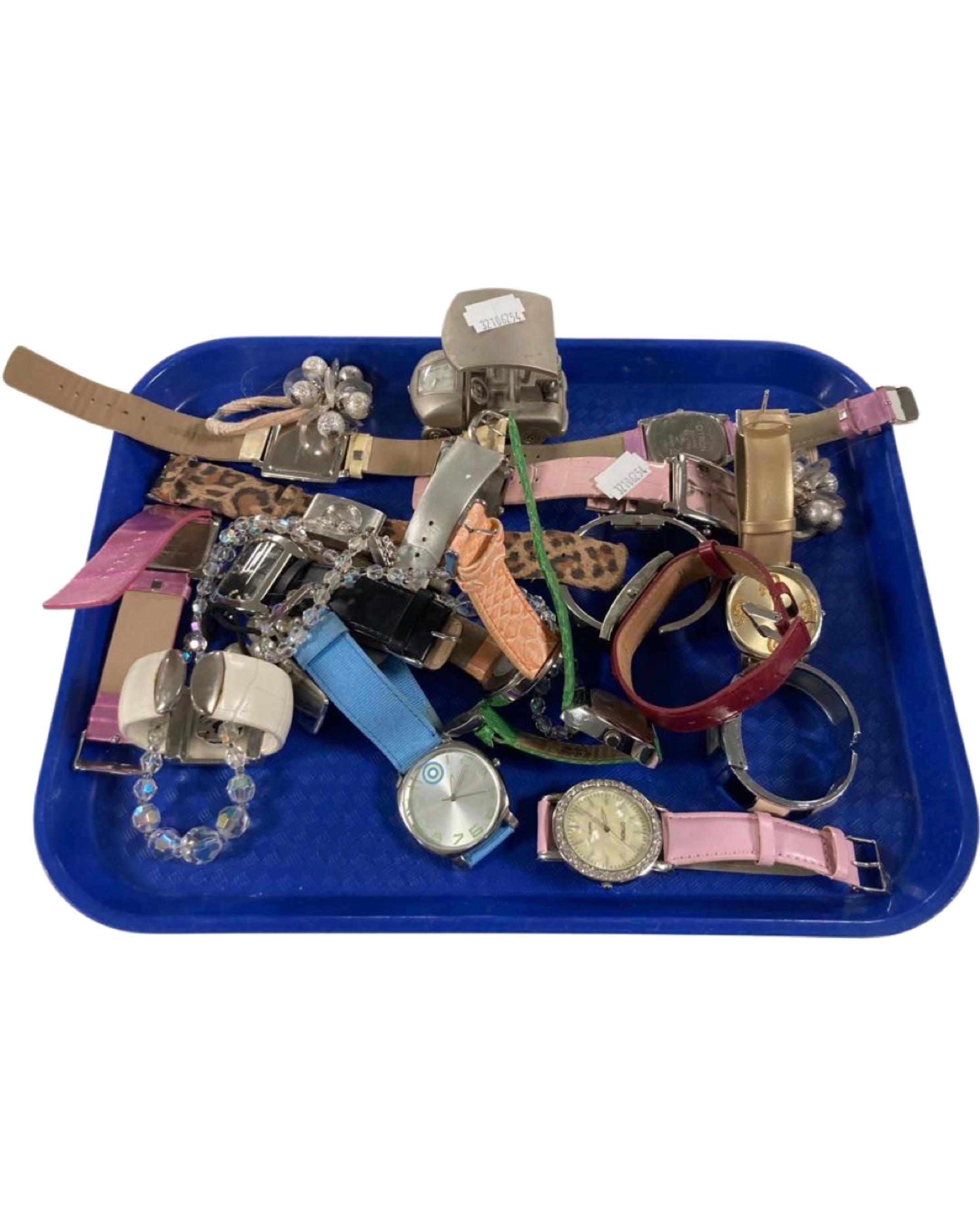 A collection of lady's and gent's wristwatches and costume jewellery.