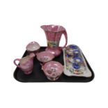 A collection of Maling pottery including Peony Rose trinket set, sundae dishes etc.