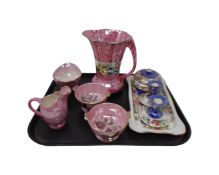 A collection of Maling pottery including Peony Rose trinket set, sundae dishes etc.