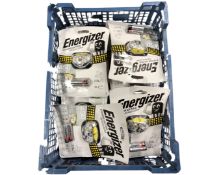 A crate containing Energizer Vision Ultra headlamps.