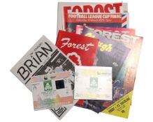 Fourteen pieces of paper footballing ephemera all relating to Nottingham Forest and Brian Clough :