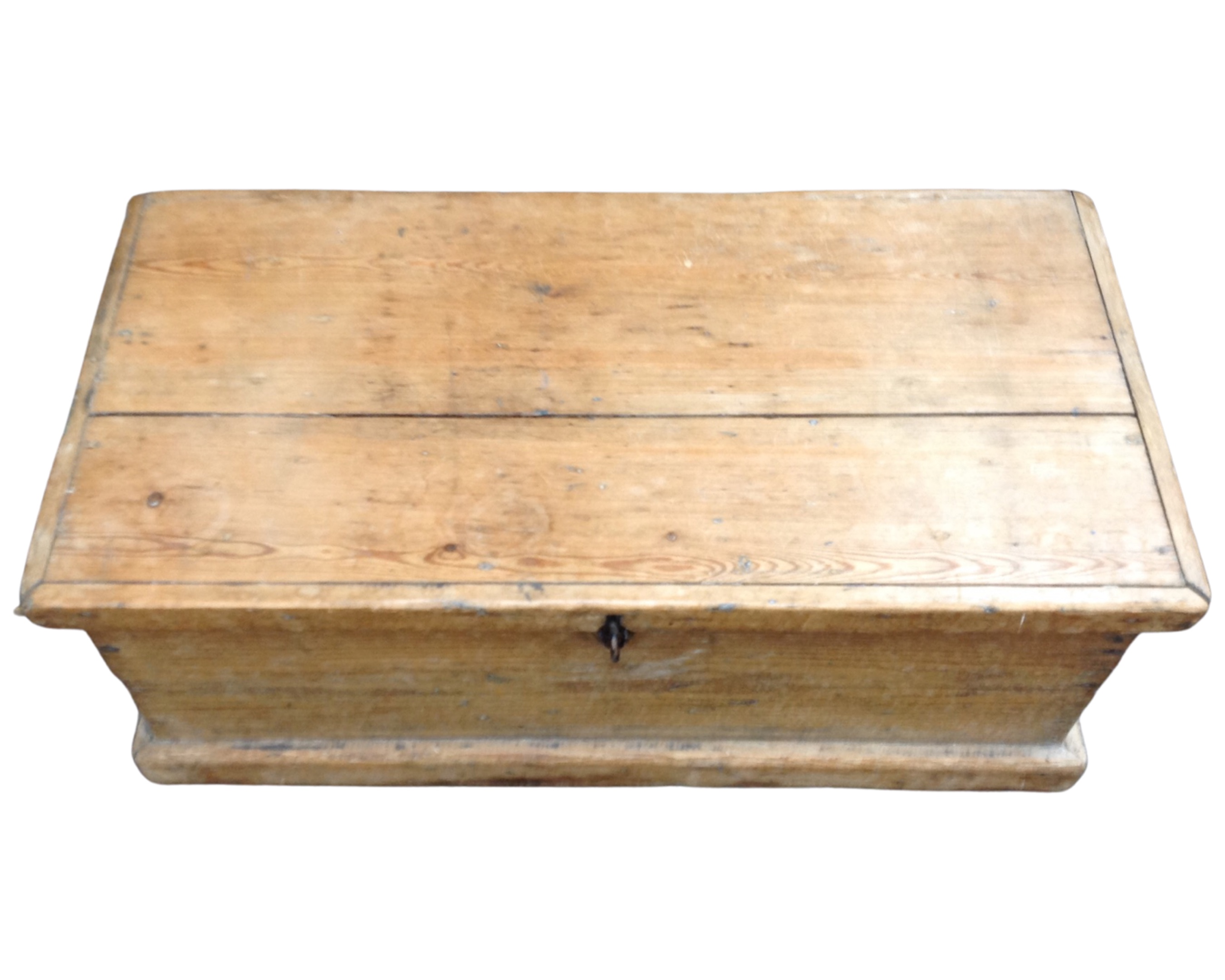 An antique pine storage box.