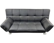 An Italian black leather two seater settee.