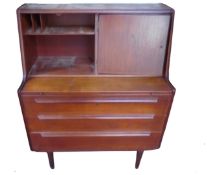 A mid-20th century teak bureau.