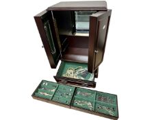 A reproduction jewellery cabinet containing a quantity of costume jewellery, lady's wrist watch,