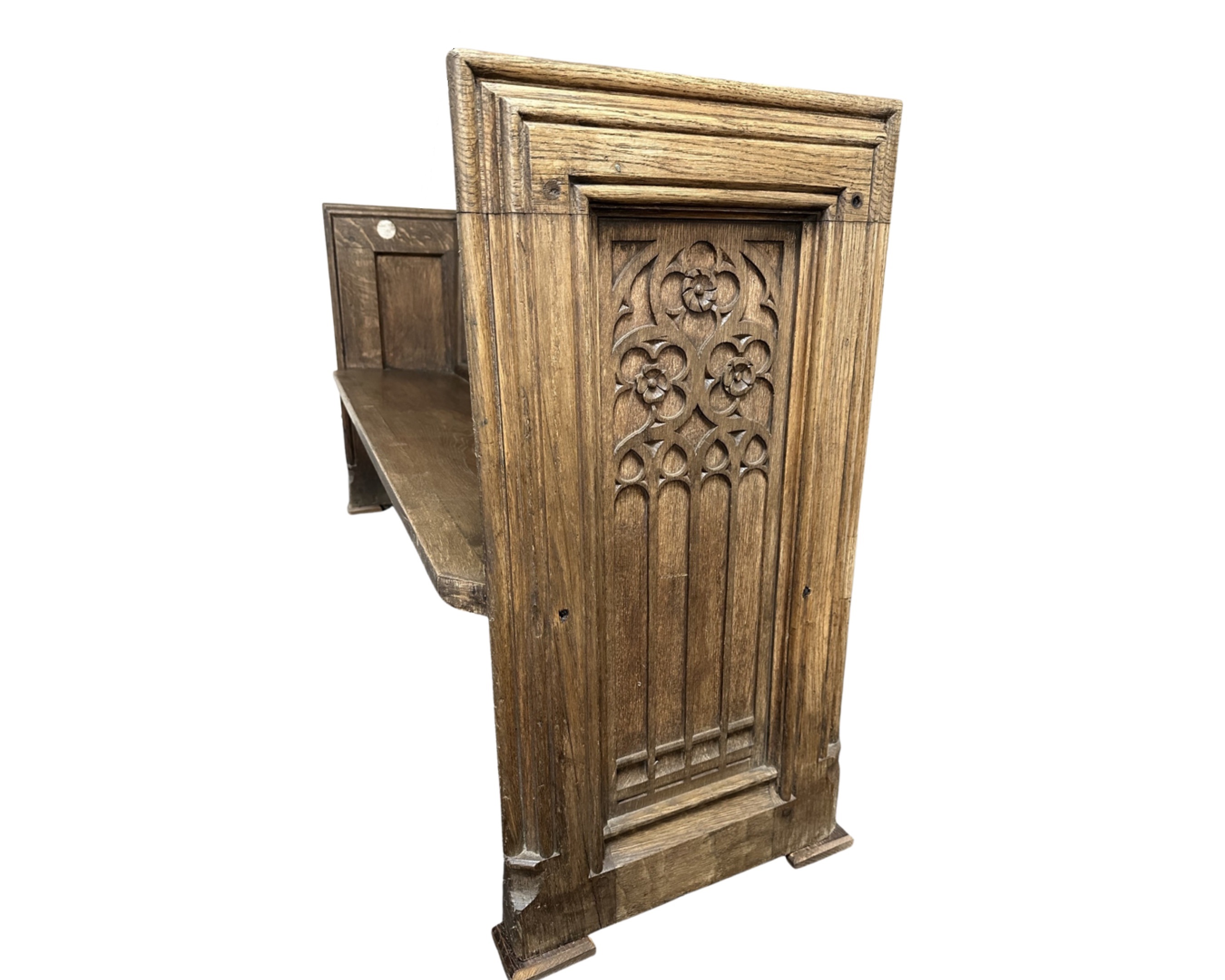 A 19th century carved oak church pew, originally from Newcastle Cathedral, - Image 2 of 2