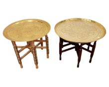 Two Islamic brass topped tables.