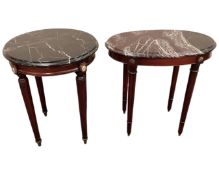 Two Continental marble topped occasional tables.