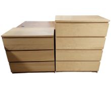 A contemporary oak effect three drawer chest (width 80cm),