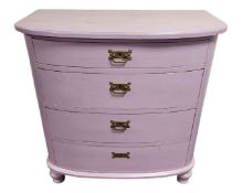 A 19th century continental painted pine bow front chest of four drawers.