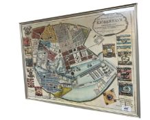 A Continental colour print depicting Copenhagen, 64cm by 46cm.