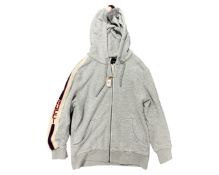 A Gucci zip-front hoodie, grey, size S.