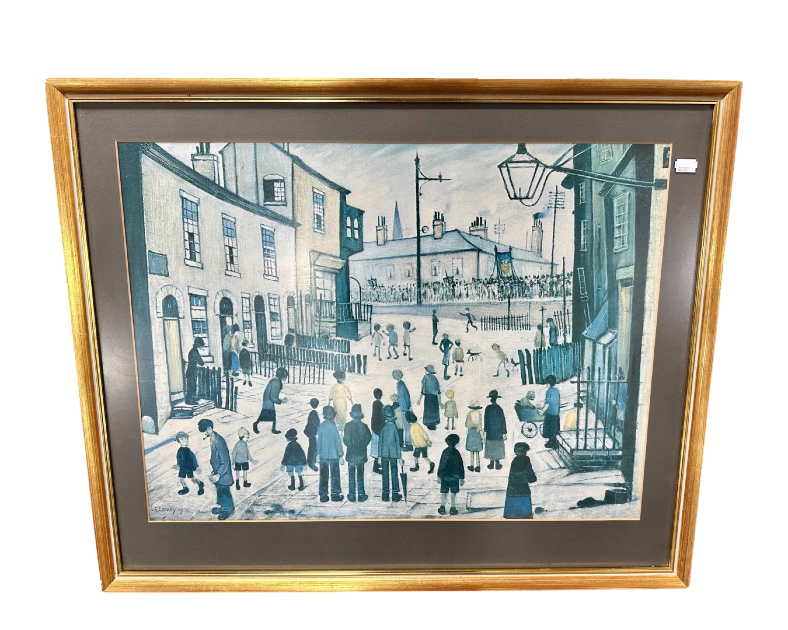 A gilt framed print after Laurence Stephen Lowry, ' The Procession', 73cm by 59cm.