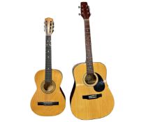 A Tanglewood TW-300 acoustic guitar together with a further classical guitar.